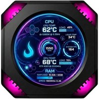 Tela de Monitoramento Gamer Rise Mode Para Water cooler, Vision Screen, 2.1" IPS, Preto - RM-VS-B