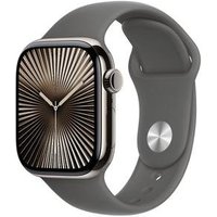 Apple Watch Series 10 GPS + Cellular, Caixa Natural de Titânio de 42 mm, Pulseira Esportiva Cinza-Pedra, Tamanho P/M - MWXD3AM/A