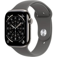 Apple Watch Series 11 GPS + Cellular, Caixa Natural de titânio de 46 mm, Pulseira Esportiva Cinza-Pedra, Tamanho M/G - MFCX4AM/A