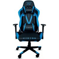 Cadeira Gamer XT Racer Viking Series, Até 120Kg, Reclinável, Com Almofadas, Cilindro de Gás Classe 4, Couro PU, Preta e Azul - XTR-012