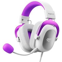 Headset Gamer Havit H2002D, Drivers 53mm, P3, XBOX ONE e PS4, Branco e Roxo - HV-H2002WP