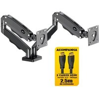 Suporte Articulado de Mesa para 2 Monitores DE 17" a 35"+ ELG, Com Pistão a Gás, 2 Cabos HDMI de 2.5m - F196HDMI