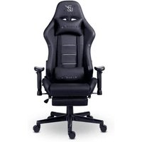 Cadeira Gamer XT Racer Attack, Até 120Kg, Reclinável, Apoio de Pés Retrátil, Cilindro de Gás Classe 4, Couro PU, Preta e Prata - XTR-060