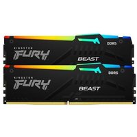 Memória RAM Kingston Fury Beast RGB, 32GB (2x16GB), 5600MHz, DDR5, CL40, para Intel XMP, Preto - KF556C40BBAK2-32