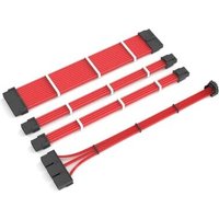 Cabo Extensor de Fonte Sleeved Redragon, 4 em 1, 24p ATX, 2x 4+4p CPU, 3x 8p PCIe para 12VHPWR, Vermelho - RD-GCP07