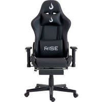 Cadeira Gamer Rise Mode X02, Ângulo Ajustável, Até 130Kg, Braço 2D, Apoio Para os Pés Retrátil, Preta - RM-CG-X02-BK