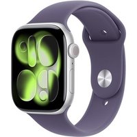 Apple Watch Series 11 GPS, Caixa Prateada de Alumínio de 46 mm, Pulseira esportiva roxo-névoa, Tamanho M/G - MEVA4AM/A