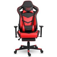 Cadeira Gamer XT Racer Taycan, Até 130Kg, Apoio de Pés, Retrátil, Braço 3D, Cilindro de Gás Classe 4, Couro PU, Preta e Vermelha - XTR-047