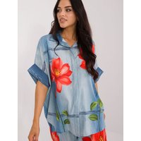 Short sleeve shirt model 198386 Italy Moda - ONE-SIZE-FITS-ALL - Blue