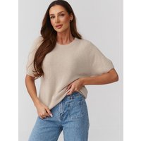 Short sleeve sweater model 224081 Makadamia - ONE-SIZE-FITS-ALL - Beige