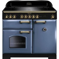 Rangemaster Classic Deluxe CDL100EISB/B 100cm Electric Range Cooker with Induction Hob - Stone Blue / Brass - A/A Rated
