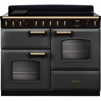 Rangemaster Classic Deluxe OC CLDLO110EIPSLT/AB1 110cm wide Electric Range Cooker with Induction Hob - Slate / Antique Brass - A/A Rated