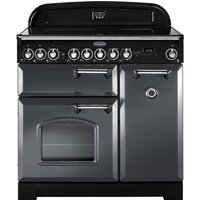 Rangemaster Classic Deluxe CDL90ECSL/C 90cm Electric Range Cooker with Ceramic Hob - Slate Grey / Chrome - A/A Rated