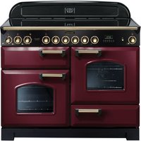 Rangemaster Classic Deluxe CDL110ECCY/B 110cm Electric Range Cooker with Ceramic Hob - Cranberry / Brass - A/A Rated