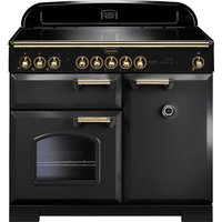 Rangemaster Classic Deluxe CDL100EICB/B 100cm Electric Range Cooker with Induction Hob - Charcoal Black / Brass - A/A Rated