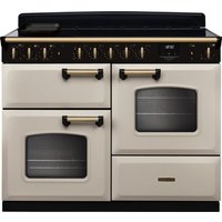 Rangemaster Classic Deluxe OC CLDLO110EIPPCR/AB1 110cm wide Electric Range Cooker with Induction Hob - Cream / Antique Brass - A/A Rated