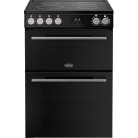 Belling 60cm wide Double Oven BEL FSA VISION 60E Electric Cooker with Ceramic Hob - Black / Silver Steel - A Rated