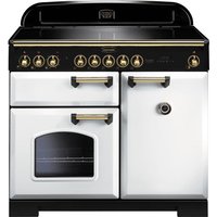 Rangemaster Classic Deluxe CDL100EIWH/B 100cm Electric Range Cooker with Induction Hob - White / Brass - A/A Rated