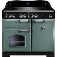 Rangemaster Classic Deluxe CDL100EIMG/C 100cm Electric Range Cooker with Induction Hob - Mineral Green / Chrome - A/A Rated