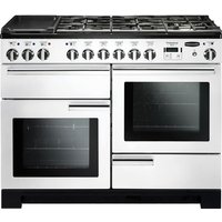 Rangemaster Professional Deluxe PDL110DFFWH/C 110cm wide Dual Fuel Range Cooker with Gas Hob - White - A/A Rated