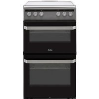 Amica AFC5100SI 50cm Wide Double Oven Electric Cooker with Ceramic Hob - Silver - A/A Rated