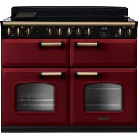 Rangemaster Classic Deluxe BC CLDLB110EIPBOR/AB1 110cm wide Electric Range Cooker with Induction Hob - Bordeaux / Antique Brass - A/A Rated
