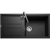 Rangemaster Topaz Single Bowl Inset Black Granite Kitchen Sink with Reversible Drainer