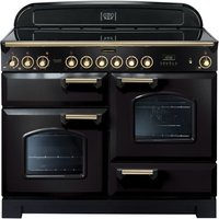 Rangemaster Classic Deluxe CDL110ECBL/B 110cm Electric Range Cooker with Ceramic Hob - Black / Brass - A/A Rated