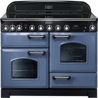 Rangemaster Classic Deluxe CDL110EISB/C 110cm Electric Range Cooker with Induction Hob - Stone Blue / Chrome - A/A Rated
