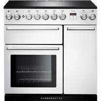 Rangemaster Nexus NEX90EIWH/C 90cm Electric Range Cooker with Induction Hob - White / Chrome - A/A Rated