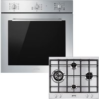 Smeg Cucina AOSF64M3G1 Built In Electric Single Oven and Gas Hob Pack - Stainless Steel - A+ Rated