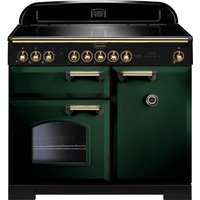 Rangemaster Classic Deluxe CDL100EIRG/B 100cm Electric Range Cooker with Induction Hob - Racing Green / Brass - A/A Rated