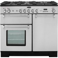 Rangemaster Kitchener KCH100DFFSS/C 100cm wide Dual Fuel Range Cooker with Gas Hob - Stainless Steel / Chrome - A/A Rated