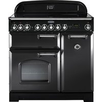 Rangemaster Classic Deluxe CDL90ECCB/C 90cm Electric Range Cooker with Ceramic Hob - Charcoal Black / Chrome - A/A Rated