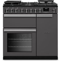 Rangemaster Professional Deluxe PRDL90DFPSLT/CM1 90cm wide Dual Fuel Range Cooker with Gas Hob - Slate - A Rated