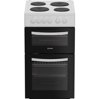 Indesit ITE5EMW 50cm Wide Single Oven Electric Cooker with Solid Plate Hob - White - A/A Rated