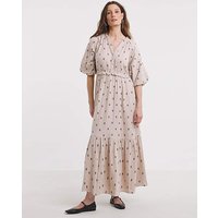 Pure Cotton Bubble Sleeve Maxi Dress Print JD Williams