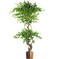 150cm Twisted Trunk Artificial Japanese Fruticosa Ficus Tree Copper Planter