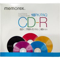 50 Memorex Cool Colors 52X CD-R 80min 700MB - Purple Black Red Orange & Blue /w Slim CD Jewel Case