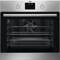 Aeg BPS355061M SteamBake Pyrolytic Single Oven, Stainless fascia, Multifunction oven with rotary controls