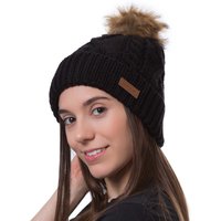 Dakine Kelsey Cable Knit Pom Style Merino Wool Beanie, Black