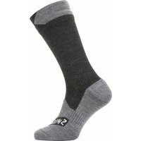 SealSkinz All Weather Mid Length Waterproof Socks, M Black/Grey Marl