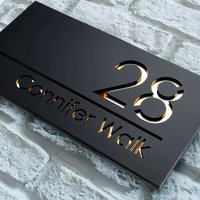 Customizable Home Decor Laser-Cut Acrylic Door Signage - Modern Address Signage with Digital Street, Residential and Commercial