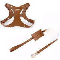 Adjustable Soft Leather Dog Harness And Leash Set For Small Medium Dogs Comfortable Chest Strap For Safe Walking Pet Accessorie