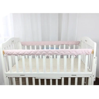 2Pcs Cotton Crib Wrap Safe Teething Protector Baby Anti-bite Solid Color Bed Fence Guardrail Cover Dropship