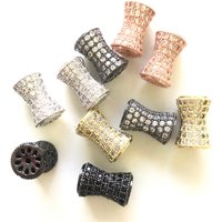 10pcs/Lot Zirconia Paved Hourglass Shape Beads Spacers for Woman Bracelets Men Jewelry Making Handmade Craft DIY Findings Supply