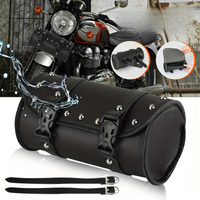 Motorcycle Back Seat Bag PU Leather Tail Pack Waterproof Motorbike Side Bag Retro Tactical Mini Universal Roll Bag