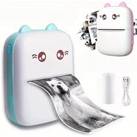 Label Printer Portable Thermal Printer,For USB Cable Wireless Bluetooth Photo Memo Inkless With 57mm Multicolor Sticker Paper
