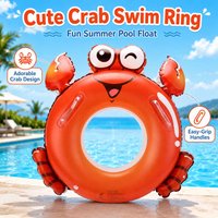 1PC Inflatable Swimming Ring Crab Design Pool Float Cute Cartoon Water Float Summer Beach Swim Tube Durable PVC Pool Toy