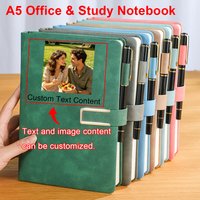 1pc A5 Custom Leather Notebook—Personalize with text and images; ideal for writing, travel, business, work, and study. Featuring